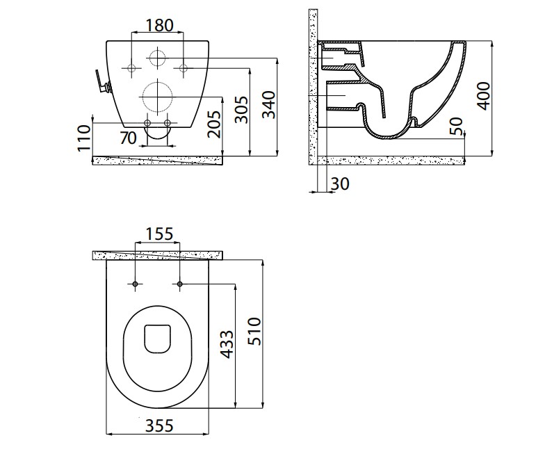 SaniGoods Bidet toilet met koudwater sproeier randloos zonder zitting