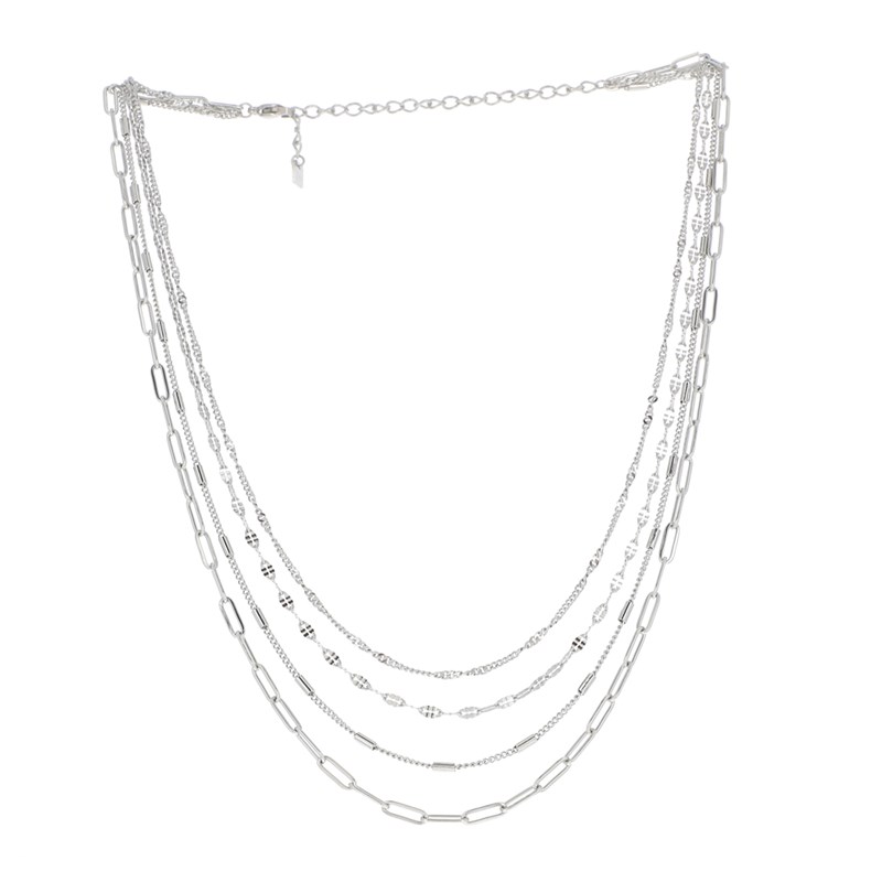 Collier en acier maille argentée, chaînette réglable