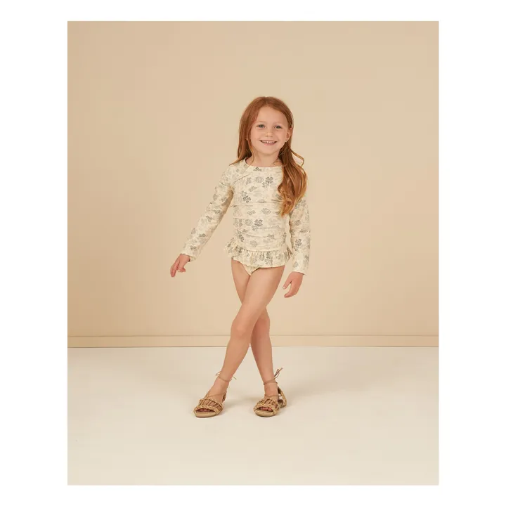 Rylee + Cru T-Shirt et Culotte de Bain Anti-UV Fleurie | Blanc cassé
