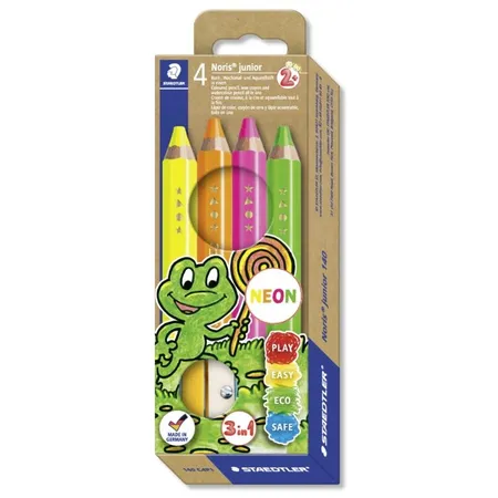STAEDTLER® Noris Junior 140 Hexagonal-Buntstift Neon, 4er Etui, 100% PEFC