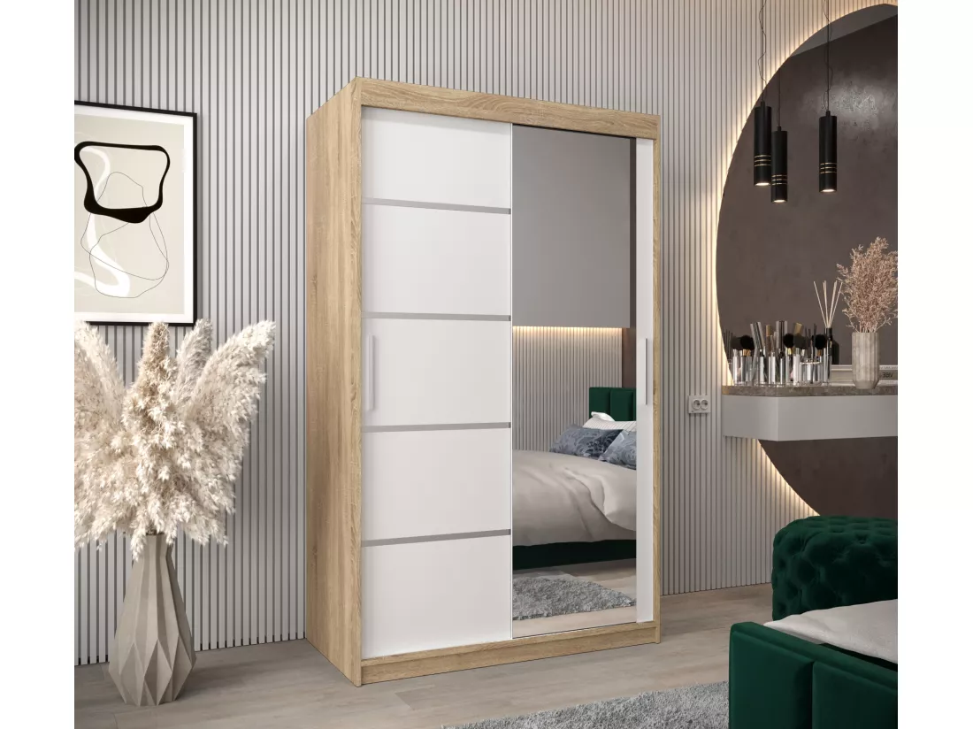 ARMOIRE VERONA 2 À PORTES COULISSANTES 200/120/62 2 Portes (Sonoma/Blanc)