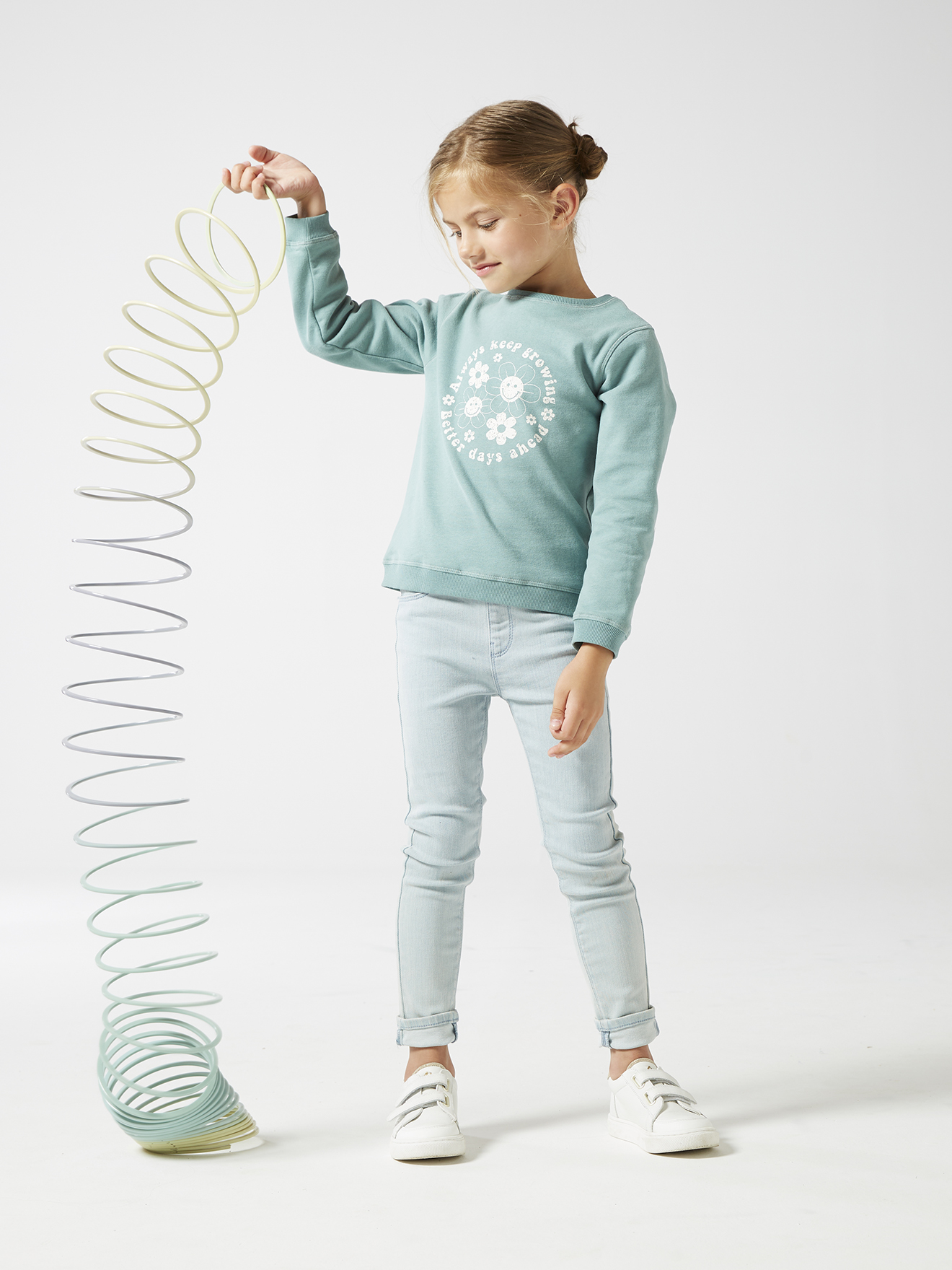 Conjunto de moletom infantil + calça jeans básica infantil