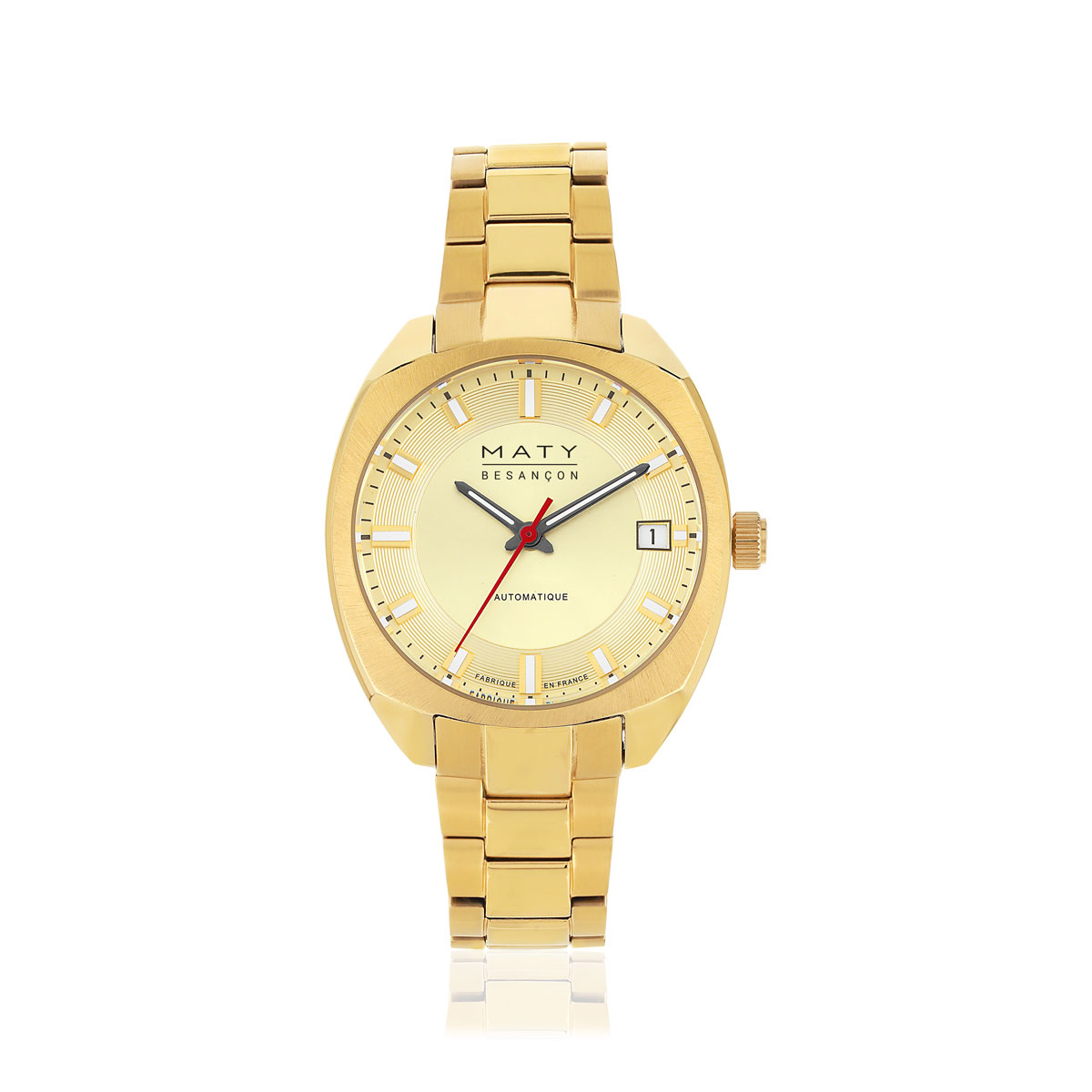 Montre mixte automatique acier doré bracelet acier doré