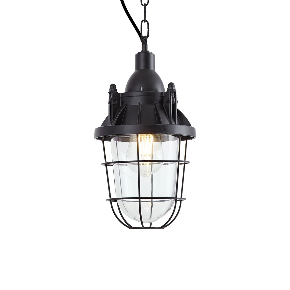 Industriële hanglamp zwart met glas - Cabin