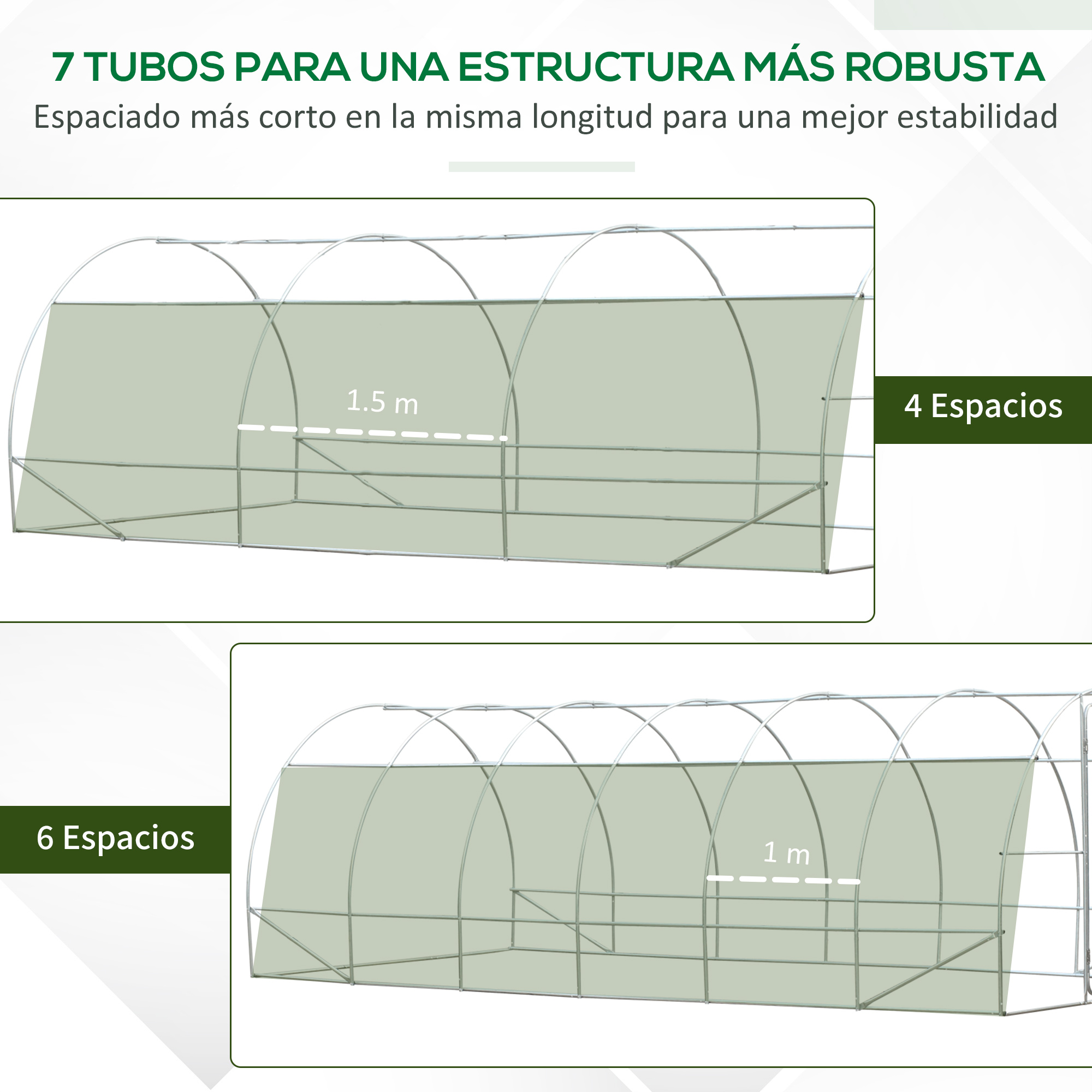 Estufa de jardim Outsunny, túnel de 6x3x2 m, com 12 janelas e porta de enrolar com zíper metálico, ideal para o cultivo de plantas (Branca).