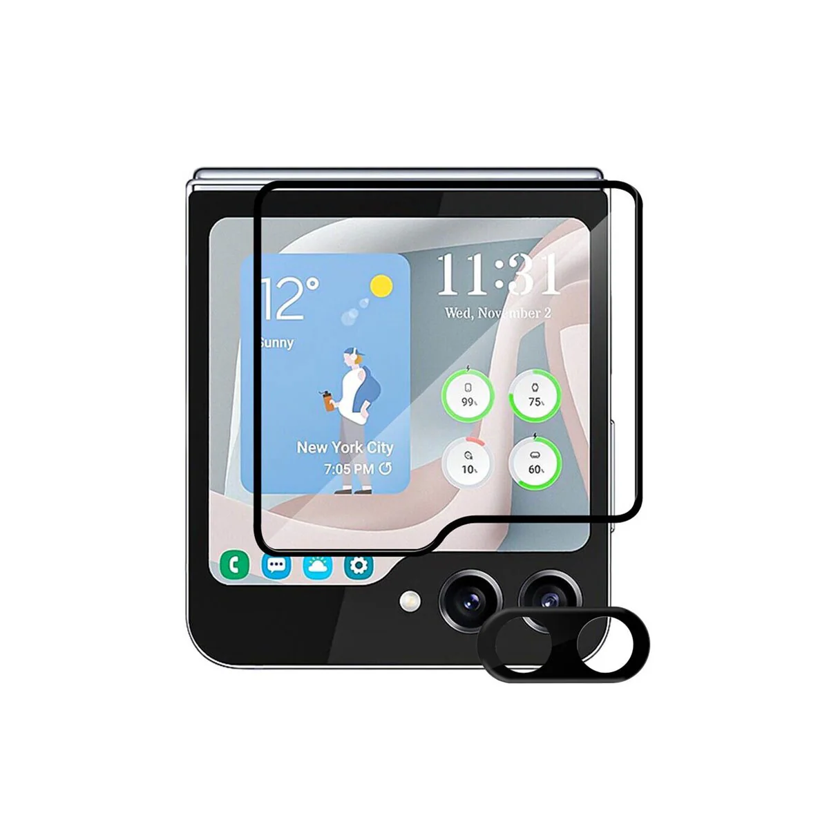 Herdet glass 2i1 Samsung Galaxy Z Flip 5 - Svart