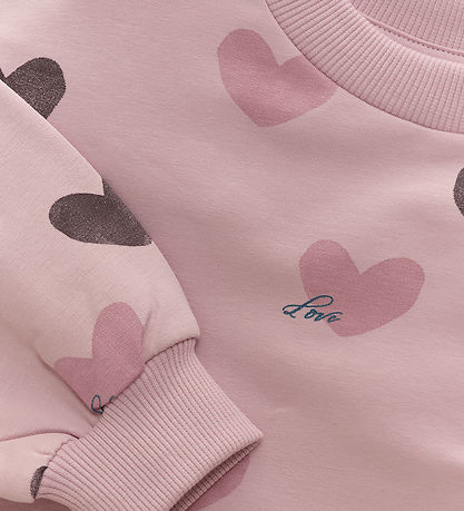 Minymo Sweatshirt - Dawn Pink m. Herzen