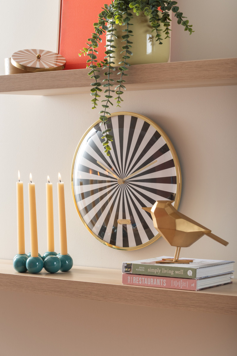 Wall Clock Candy Swirl Dome KA6007BK Black & White