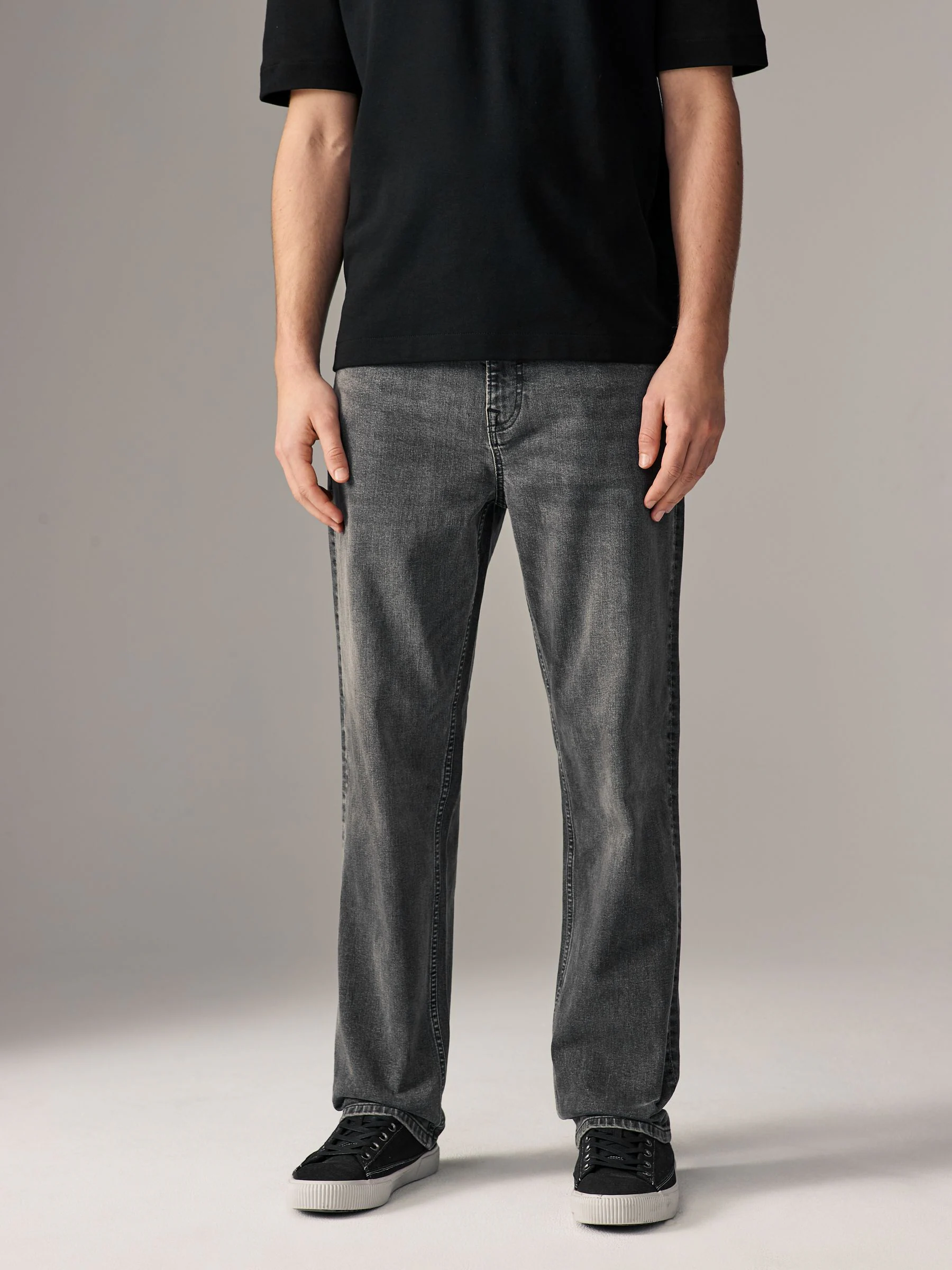 Grijs Vintage - Rechte, klassieke jeans met stretch