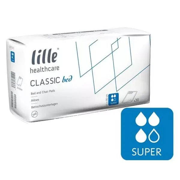 Protetor de colchão Lille Healthcare Classic Bed, tamanho Super 60 x 90 cm, pacote com 30 unidades.