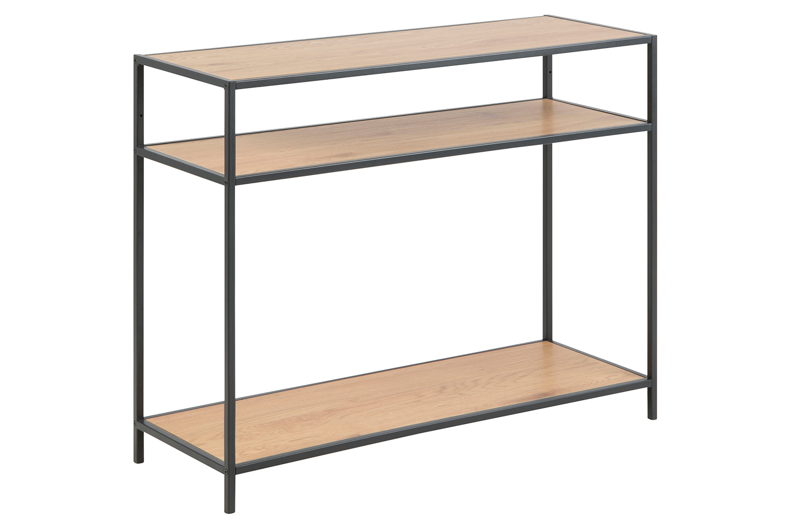 Seaford konsollbord Sort med 2 eikefargede hyller