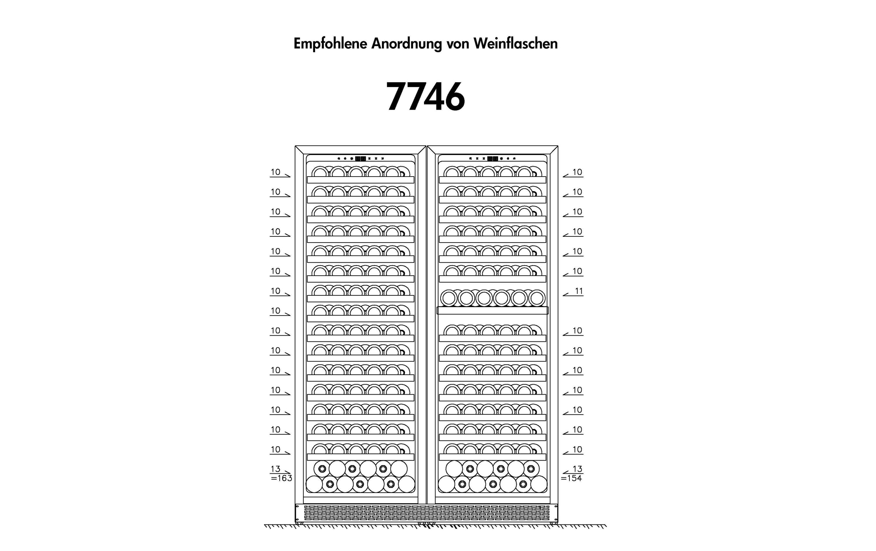 Weinklimaschrank 7746.6845 Schwarz, Beidseitig<br>Doppeltüriger Weinklimaschrank mit Verbindungsset, Triple Zone und Touch Display