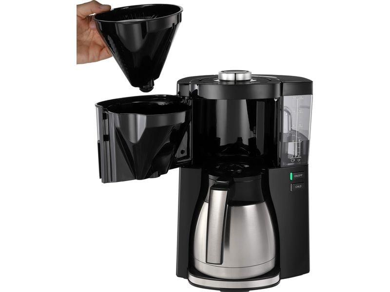 Melitta Filterkaffeemaschine Look Therm Perfection Schwarz Kannendeckel mit komfortabler Easy Click Funktion
