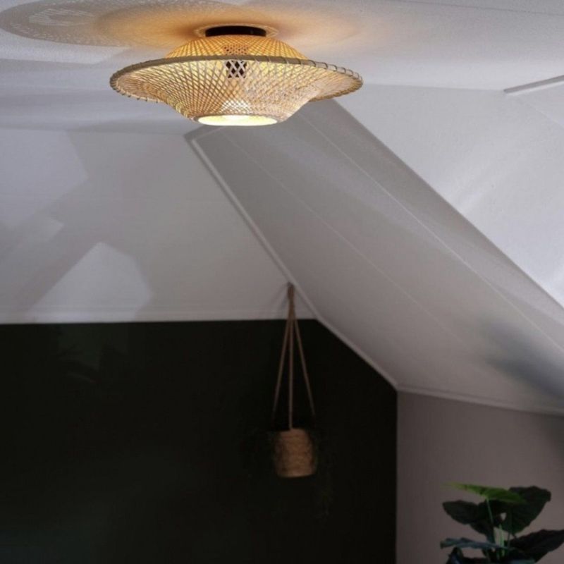 Riet - Rotan Plafondlamp - Natuurkleur - Handgemaakt - Diameter 40 cm
