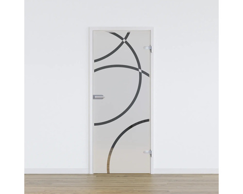 Pertura glazen deur complete set Glera Loop 02 584x2097x8 mm rechts incl. beslag Jonte Studio niet-vergrendelbaar