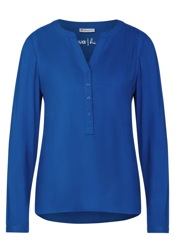 Basic Bluse in Unifarbe - fresh intense gentle blue