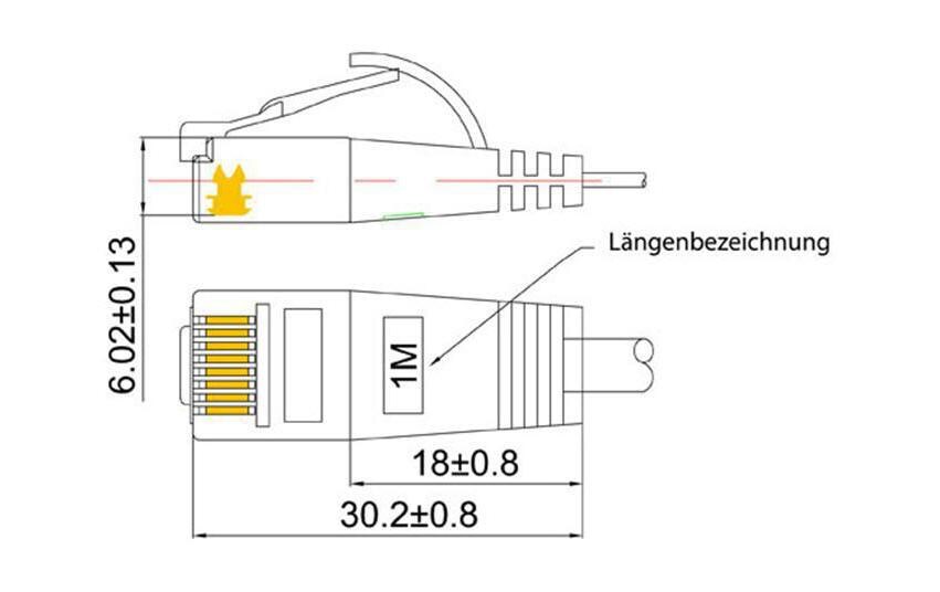 Slimpatchkabel RJ-45 - RJ-45, Cat 6, UTP, 10 m, GrauUnscreened/Unshielded Twisted-Pair-Kabel (UTP) mit Klinkenschutz