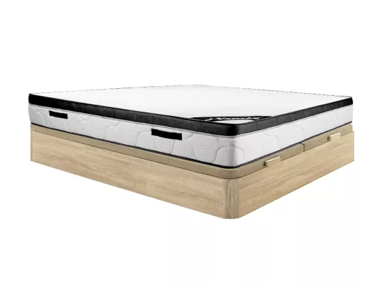 Ensemble 180 x 200 cm sommier coffre naturel clair + matelas mousse ép.30cm - SOLAK de YSMÉE