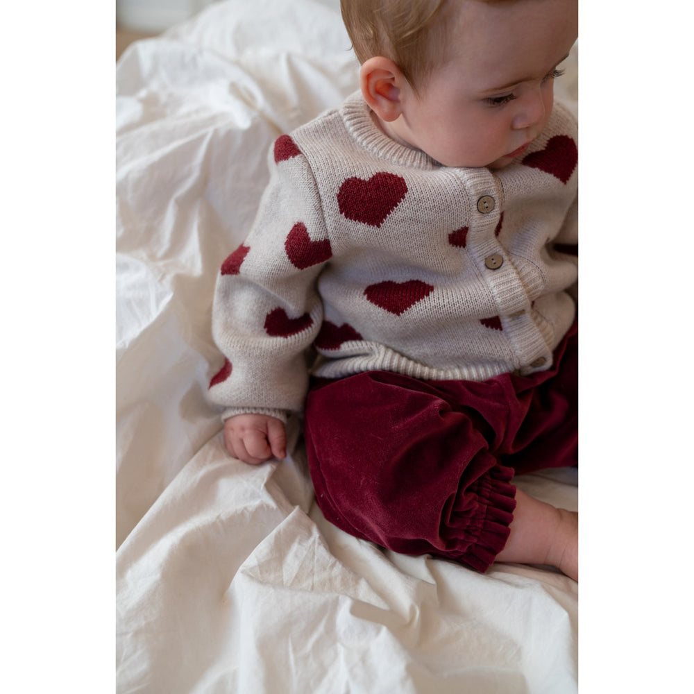 Køb Wheat Offwhite Melange Jacquard Cardigan Hearts