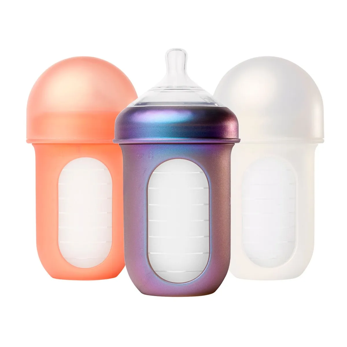 Boon Bouteilles en Silicone Nursh 8oz Paquet de 3 - Couleurs Métalliques