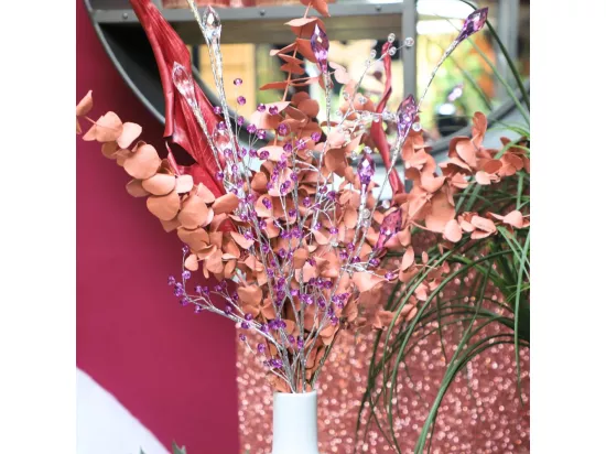 Branche de Fleurs «Cristal» en verre violet 90 cm