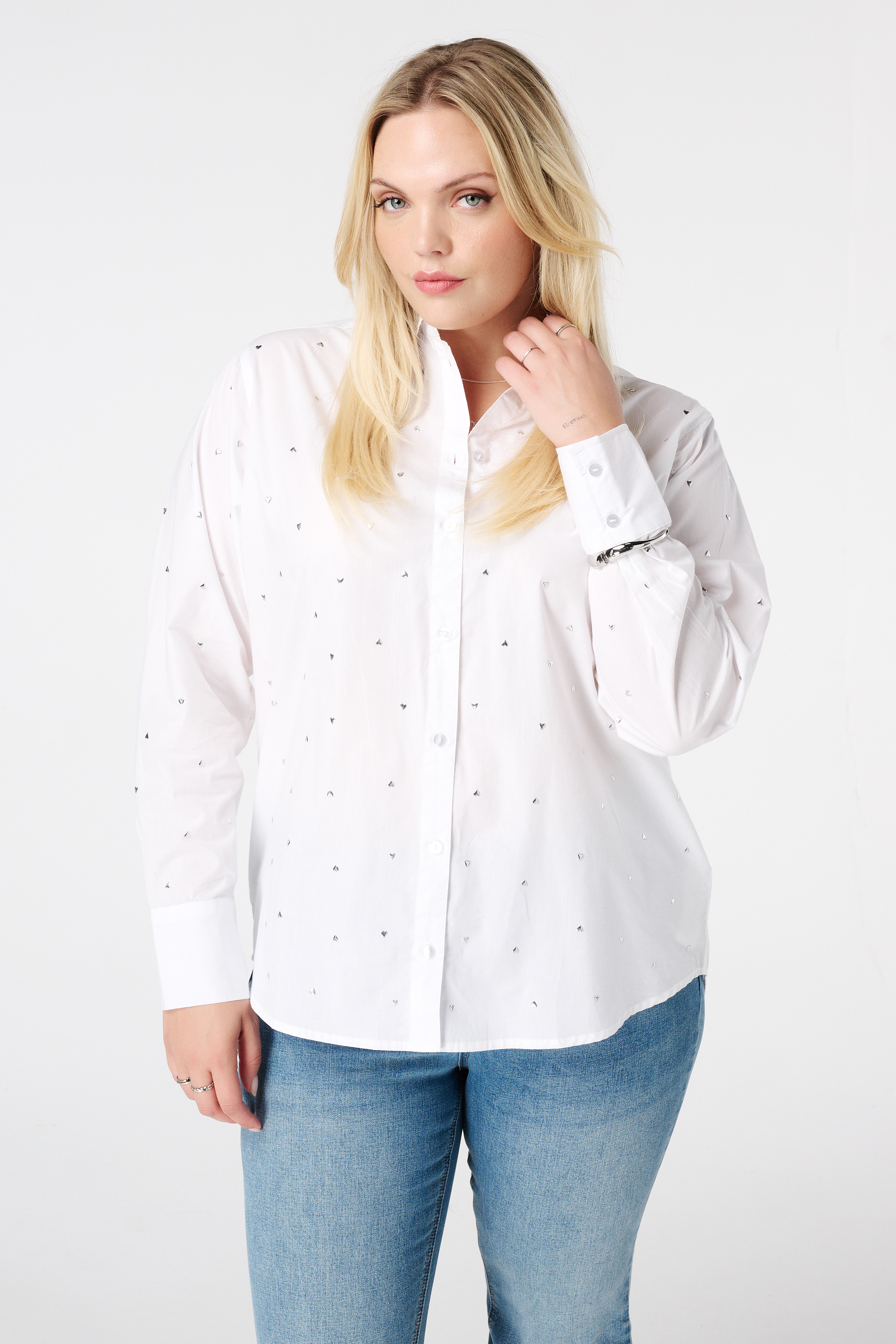 Blouse met studs Gebroken wit