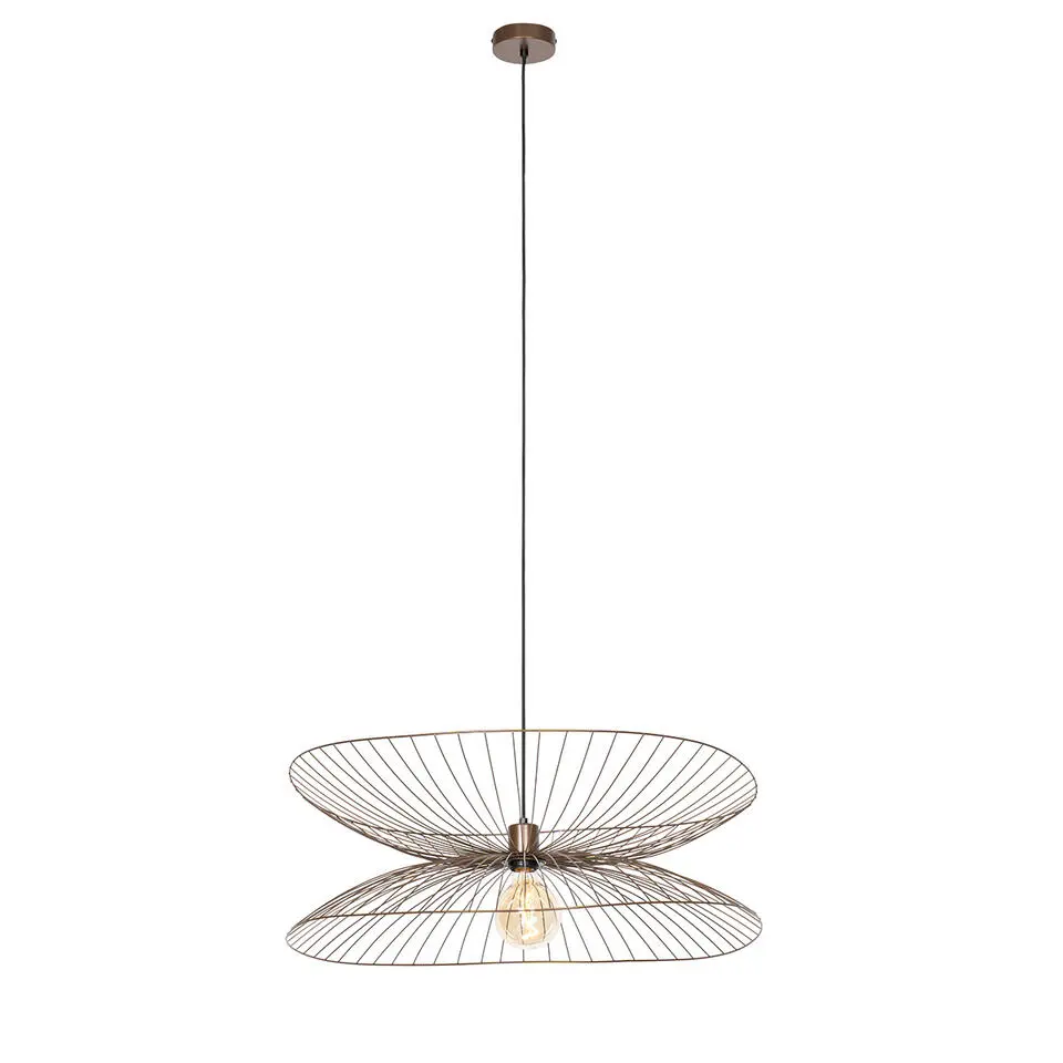 Qazqa hanglampen pua bruin e27