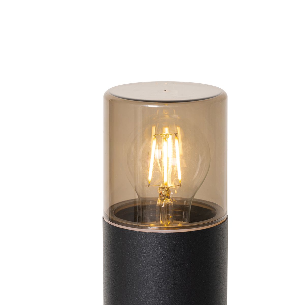 Staande buitenlamp zwart met smoke kap 70 cm - Odense
