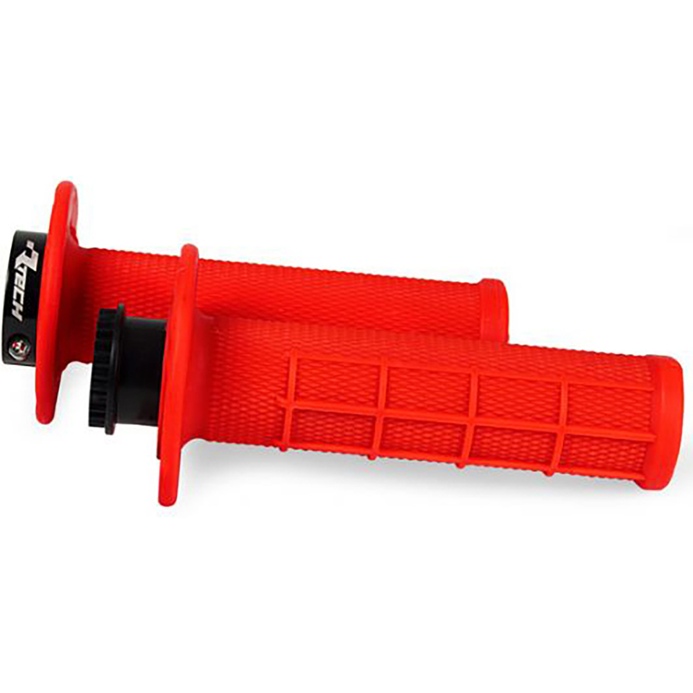 RTECHMX - Poignées R20 Lock-On Waffle BETA RR 125>530 Rouge fluo