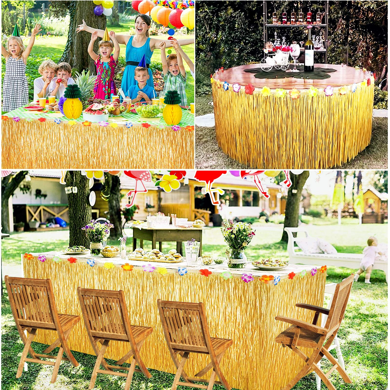 (129-tlg. Set) Sommer Party Dekoration Tischrock / Papier Strohhalme / Girlande / Fruchtspiesse / Pompon's / Cocktail Schirmchen - Tropical Hawaii
