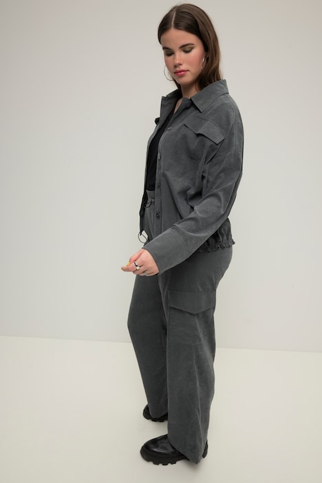 Cargo-Hemd, Shaket, oversized, Hemdkragen, Brusttaschen, Langarm