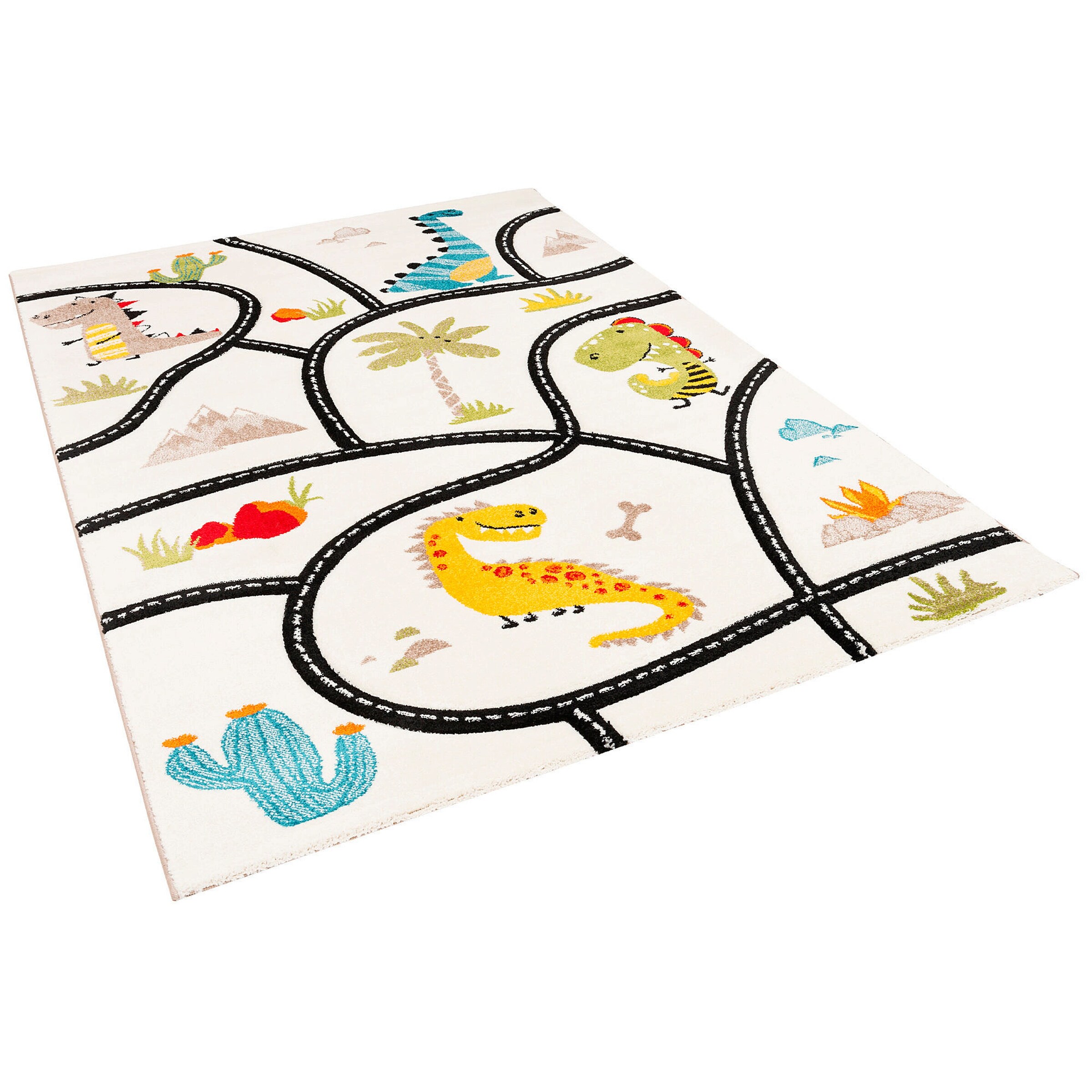 Pergamon Kinder Teppich Maui Kids Dino Straßenteppich Bunt