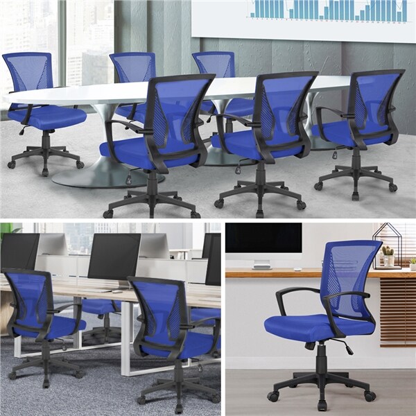 Yaheetech Bürostuhl Schreibtischstuhl ergonomischer Drehstuhl Chefsessel höhenverstellbar Sportsitz Mesh Netz Stuhl Blau