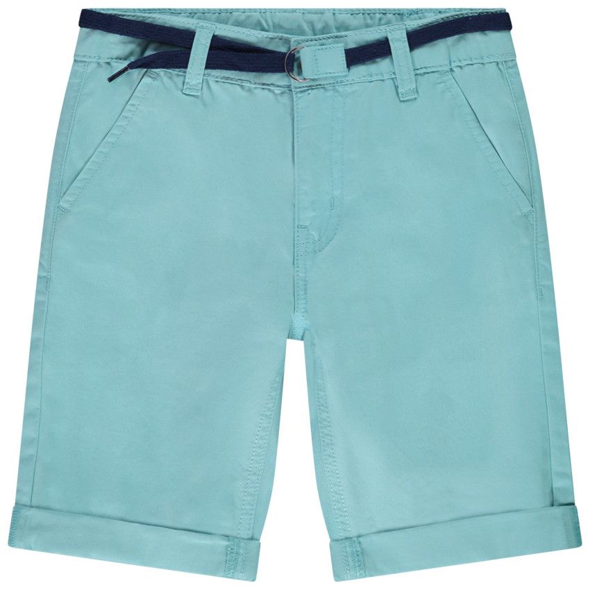 Bermuda uni en twill pour garçon - Bleu moyen