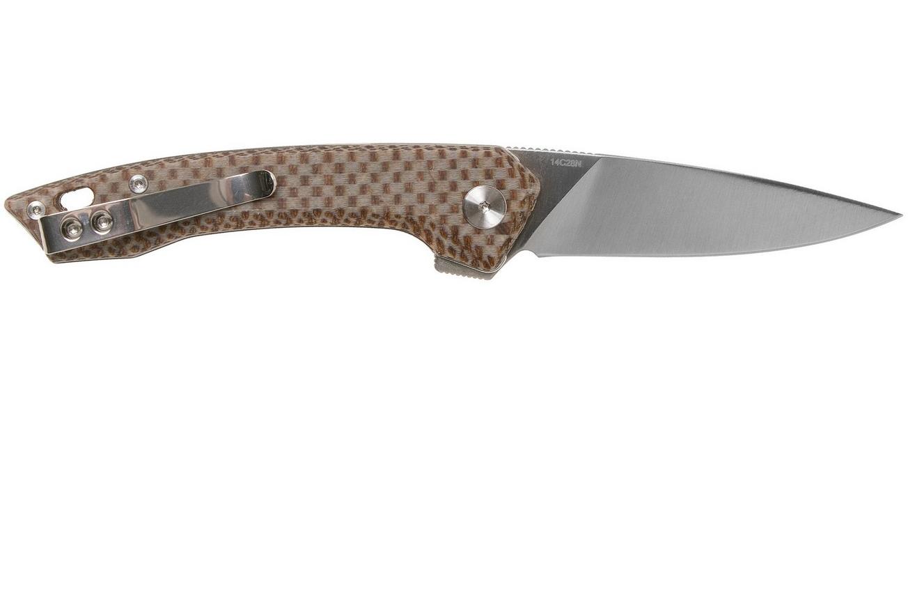 QSP Knife Leopard QS135-D Brown Texture Micarta, Satin, zakmes