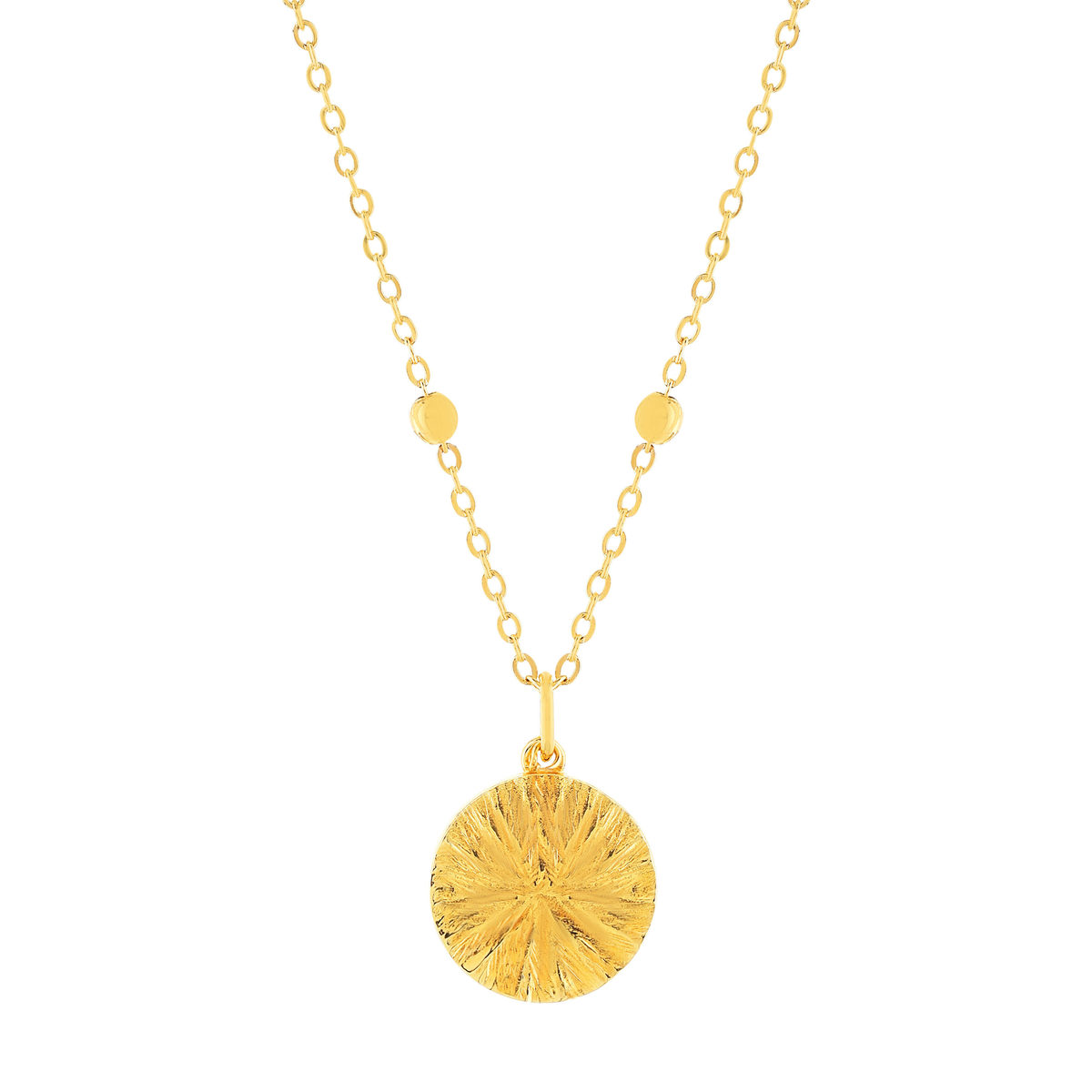Collier plaqué or médaille ciselée 48 cm