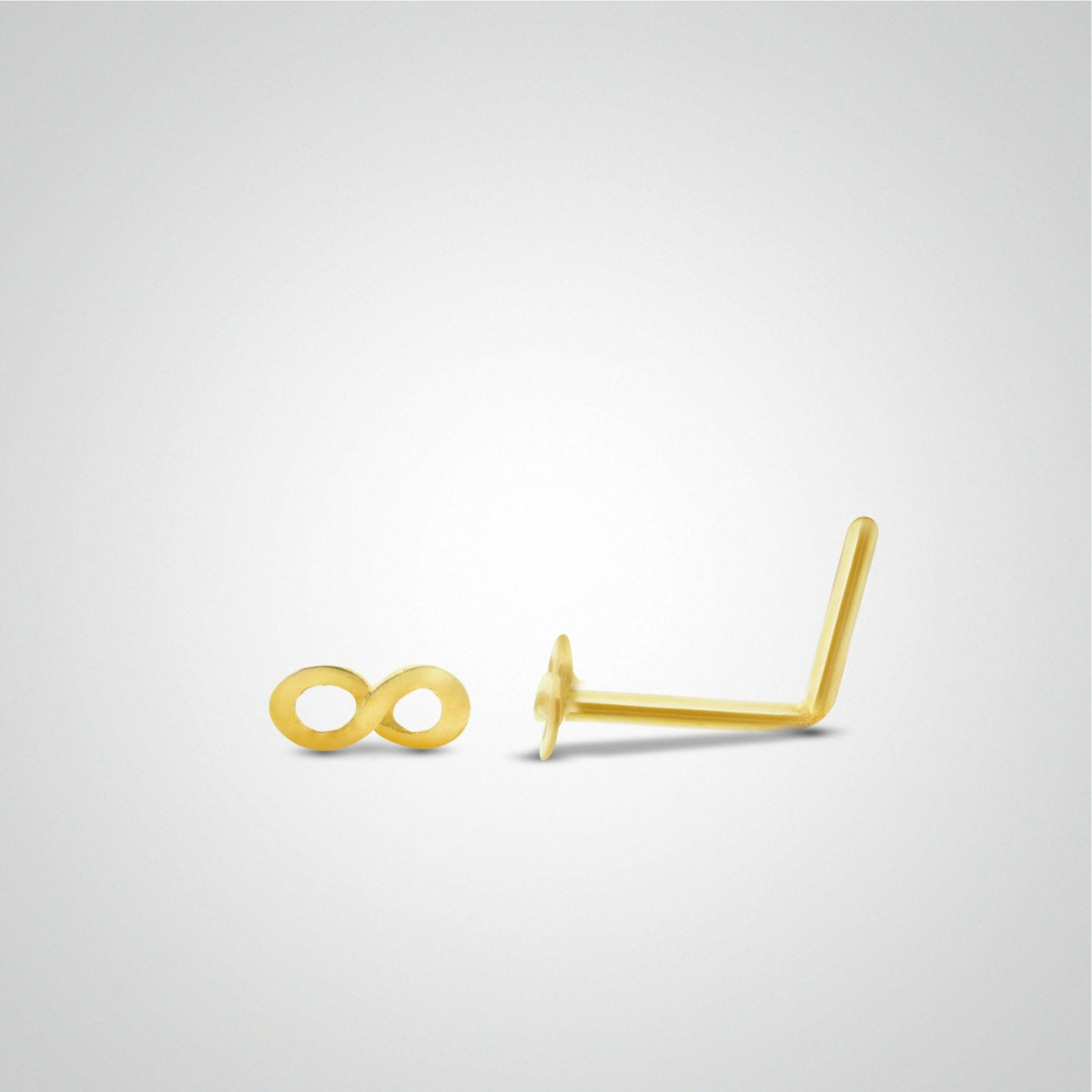 Piercing de nez signe infini or jaune avec barre pliée