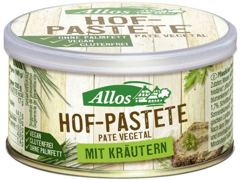 Allos Bio Hof Pastete Kräuter Dose 125 g Pfanzlicher Brotaufstrich – mit Kräutern