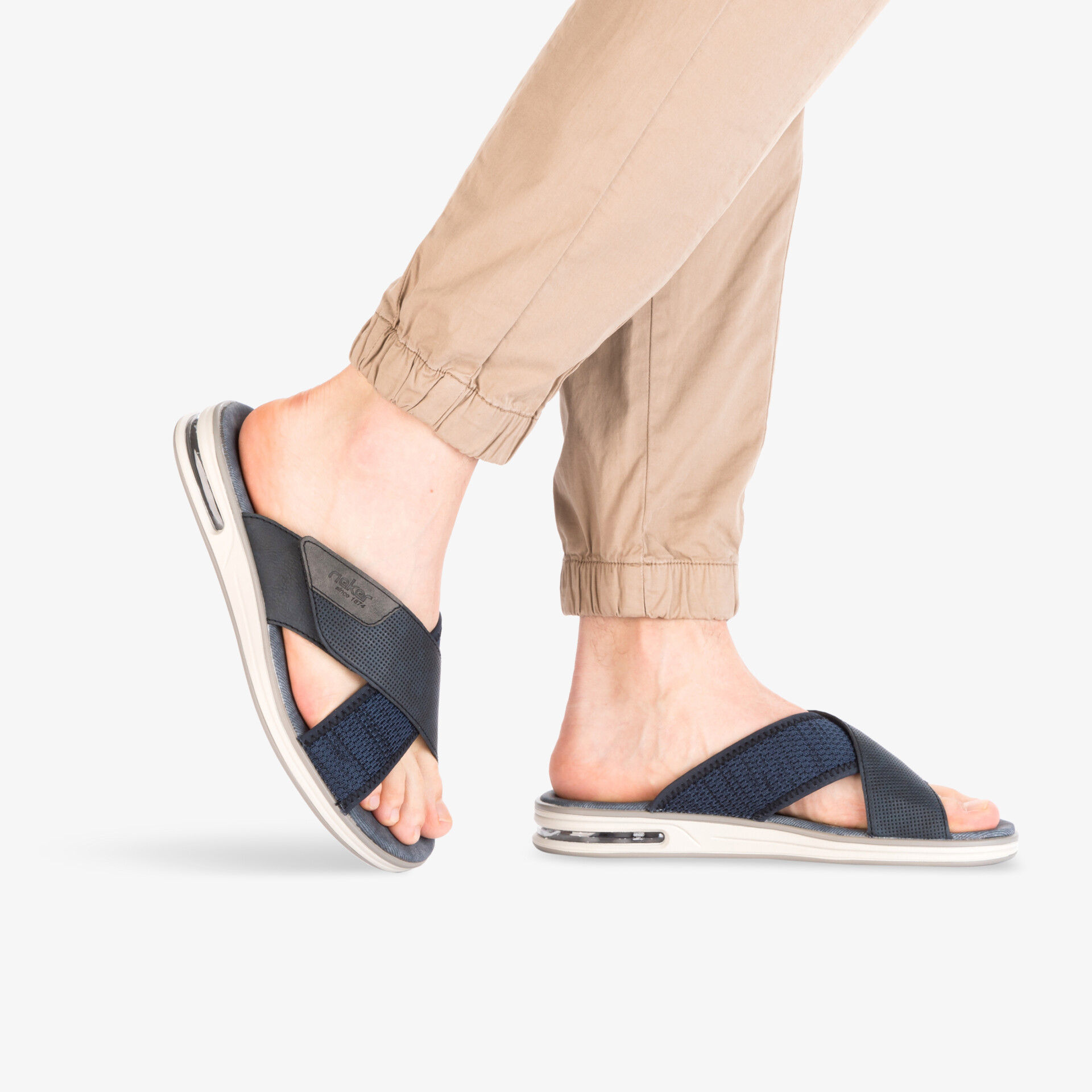 rieker Herren Pantoletten blau