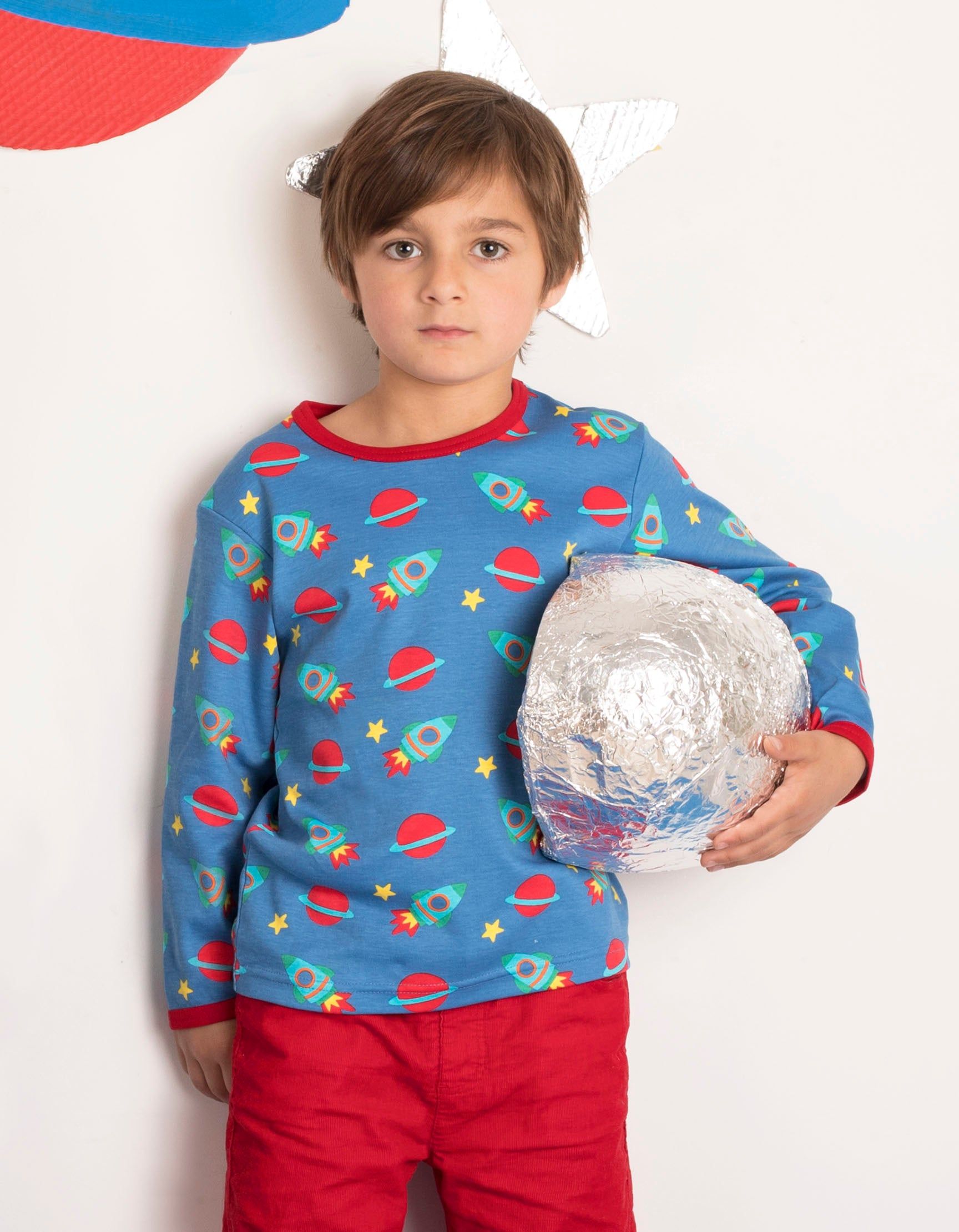 Toby Tiger Langarmshirt mit Weltraum Print