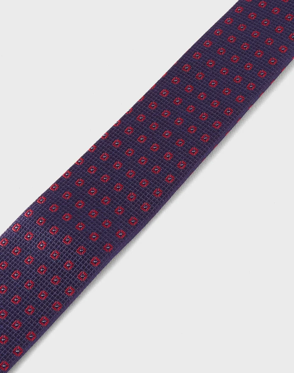 Cravate marine motif rouge
