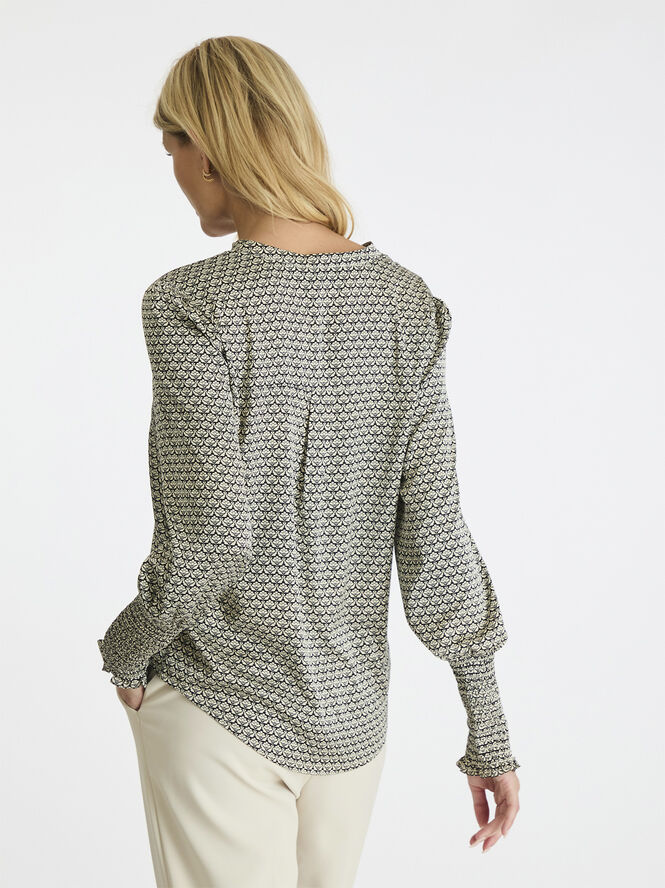 Neo Noir Landa Graphic Pattern Blouse Black