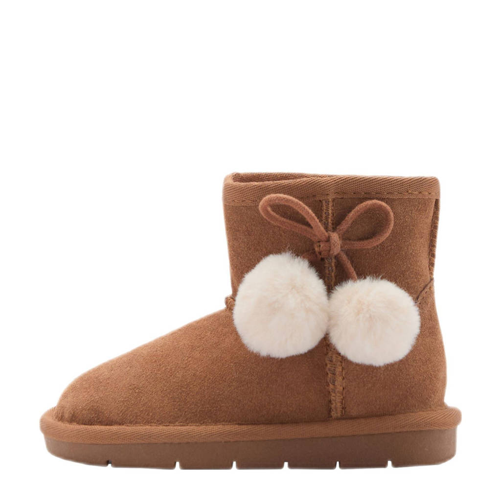Mango Kids gevoerde suède enkelboots camel