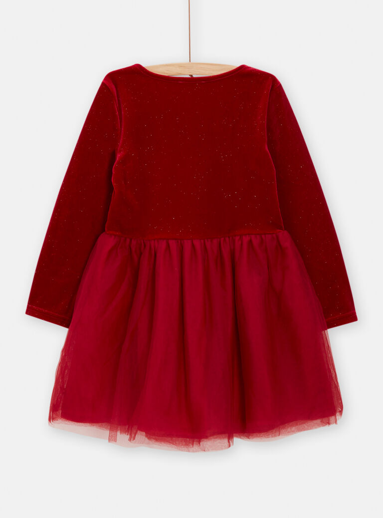 Robe carmin imprimé renard doré pour fille