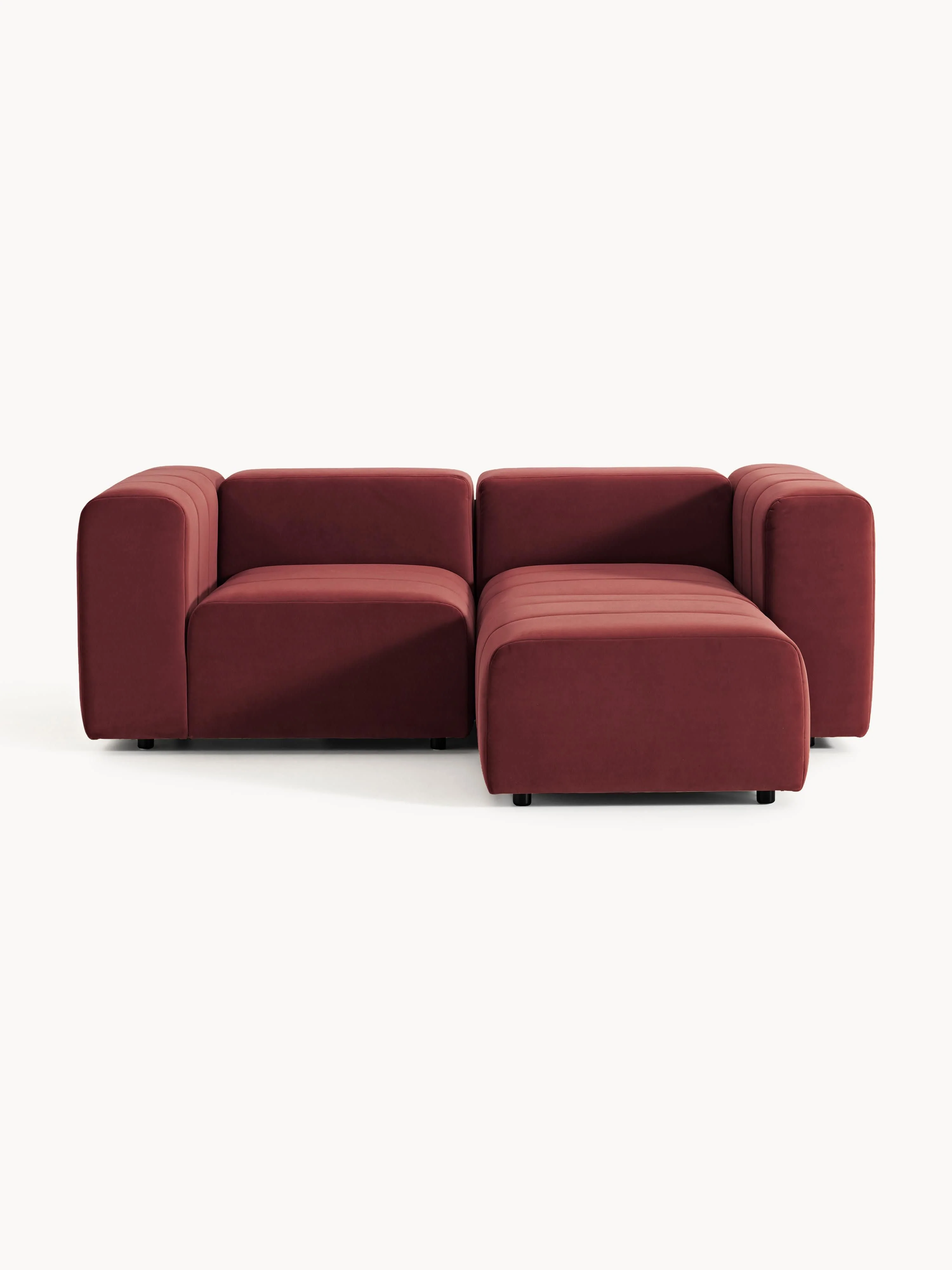 Fluwelen modulaire bank Lena (3-zits) met poef (links/rechts)