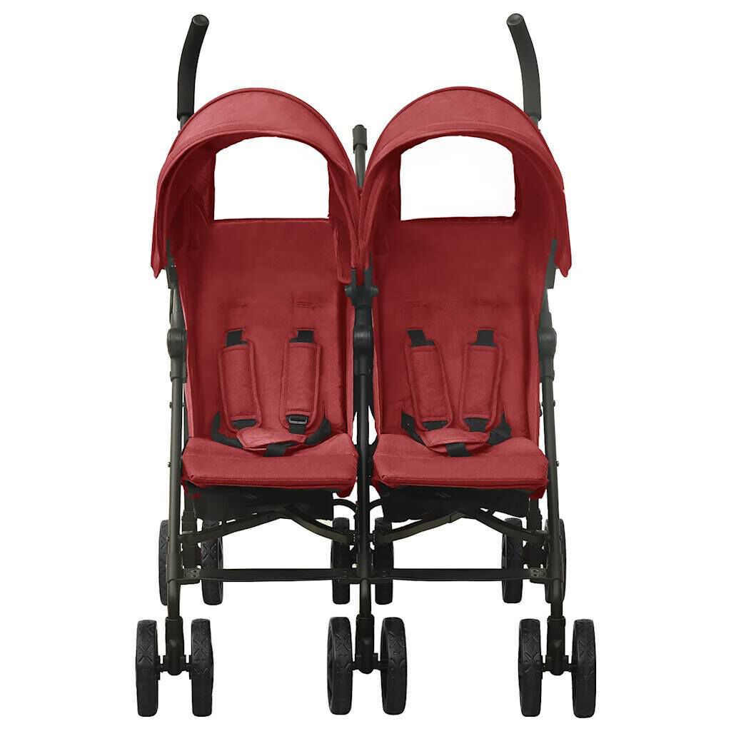 vidaXL Tweelingkinderwagen Rood Staal