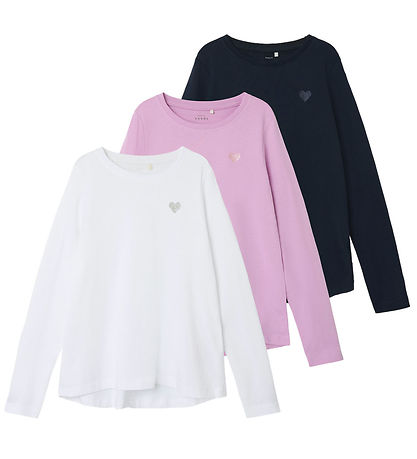 Name It Bluse - Noos - 3-pak - NkfVioline - M?rkebl?/Rosa/Hvid