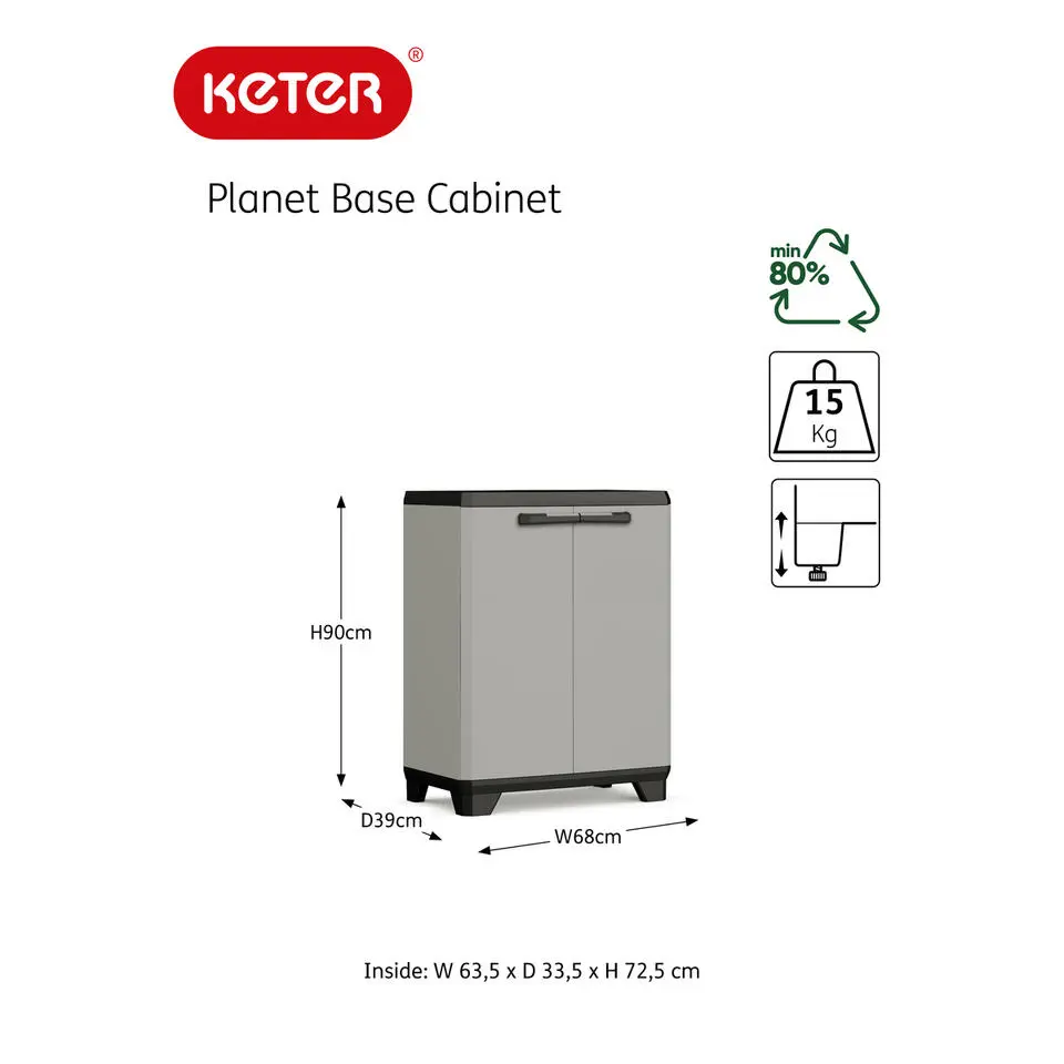 Keter Planet Lage Kast - 1 plank - 68x39x90cm - Grijs/Zwart