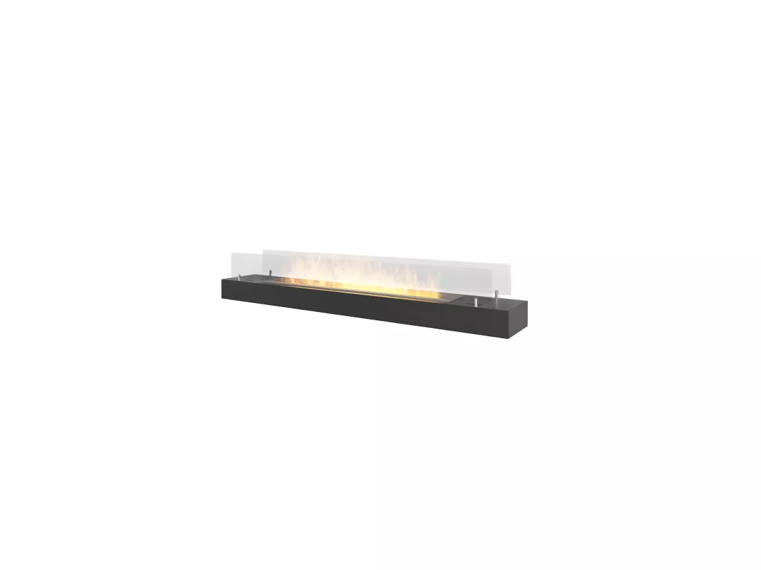Brûleur au bioéthanol avec insert de plan de travail en inox noir mat 120cm avec verre