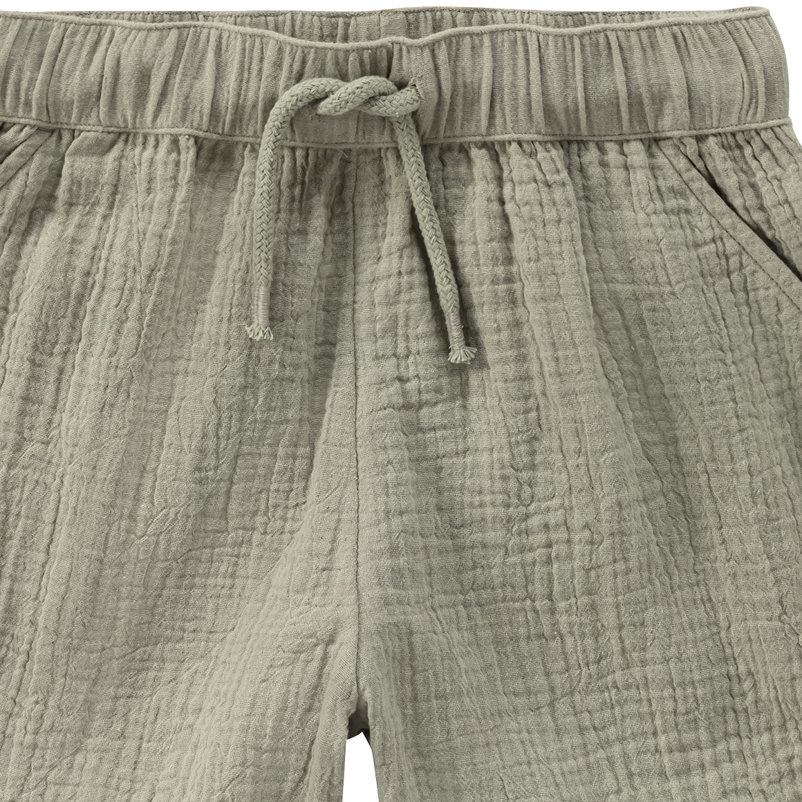Topolino Pure Collection Kinder Musselin-Shorts mit Elastikbund oliv